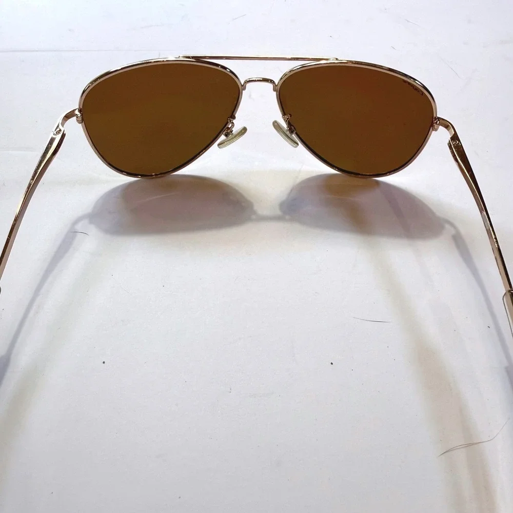 Coyote Miramar Polarized Aviator Sunglasses Gold Frame Amber Lens Handmade